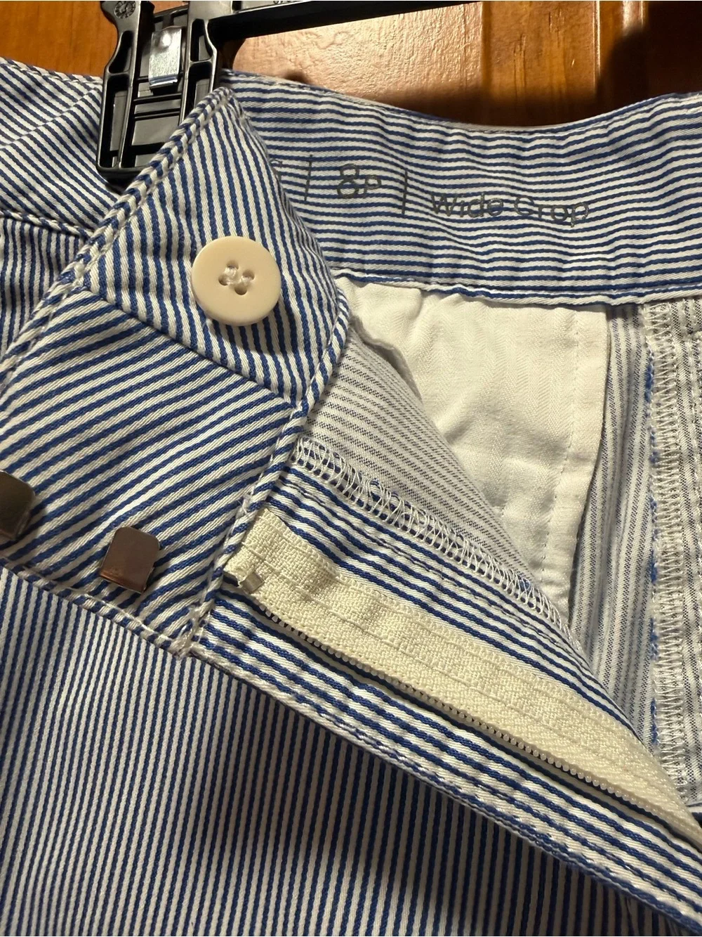 Talbots Wide Crop Blue and White Stripe Pants Size 8p